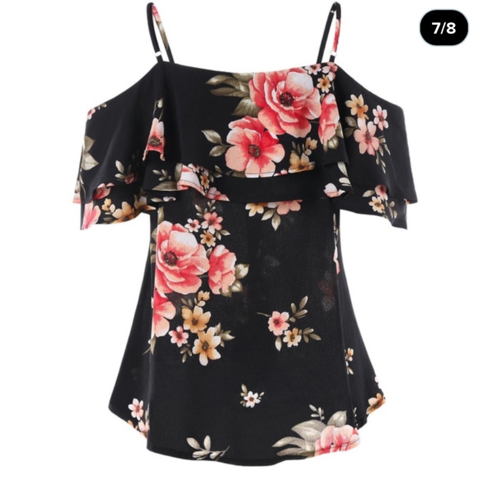Floral Ruffled Tank Top Blouse